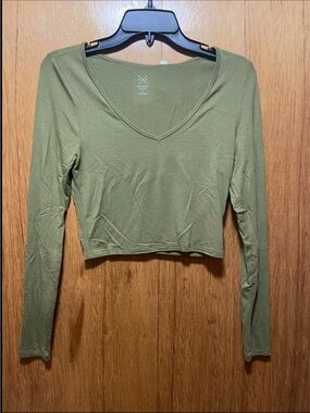 PacSun Olive Green Basic Long Sleeve V-Neck